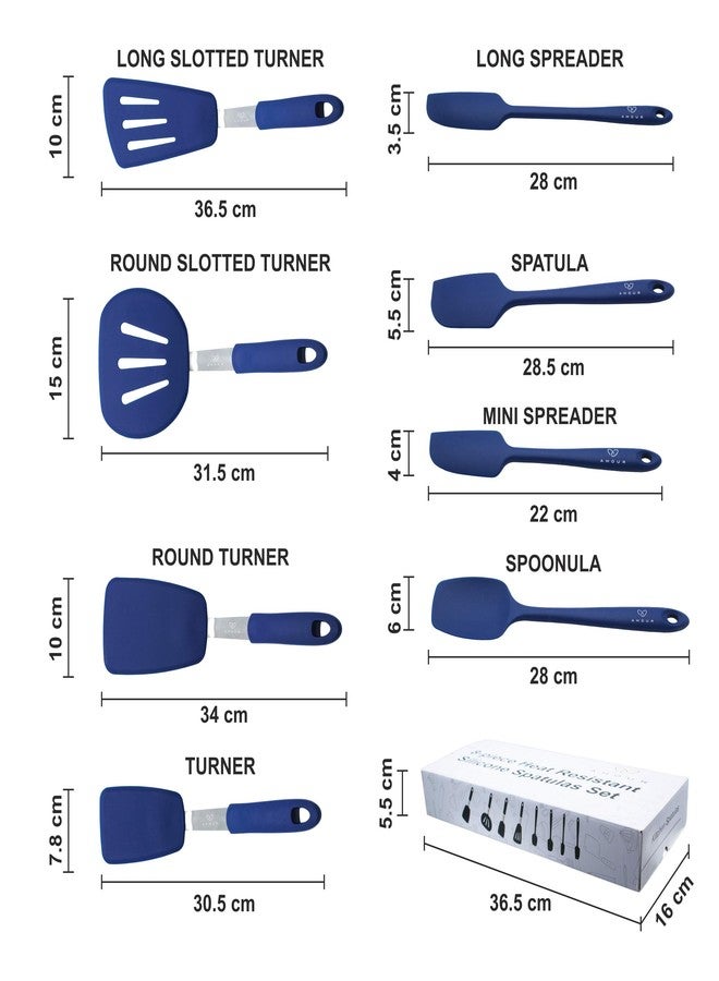 امور مجموعة ملاعق سيليكون من أمور - 8 قطع، ملاعق خبز وملاعق مقاومة للحرارة حتى 450 درجة فهرنهايت - تصميم مريح وسهل التنظيف من قطعة واحدة بدون درزات - غير لاصقة - آمنة للغسل في غسالة الصحون - (أزرق) - Image 3